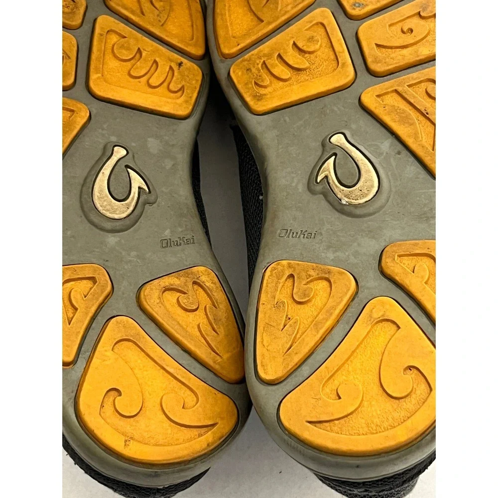Olukai Nohea Mesh Mens Charcoal‎ Gray Orange Slip On Shoes Drop-In Heel Loafers